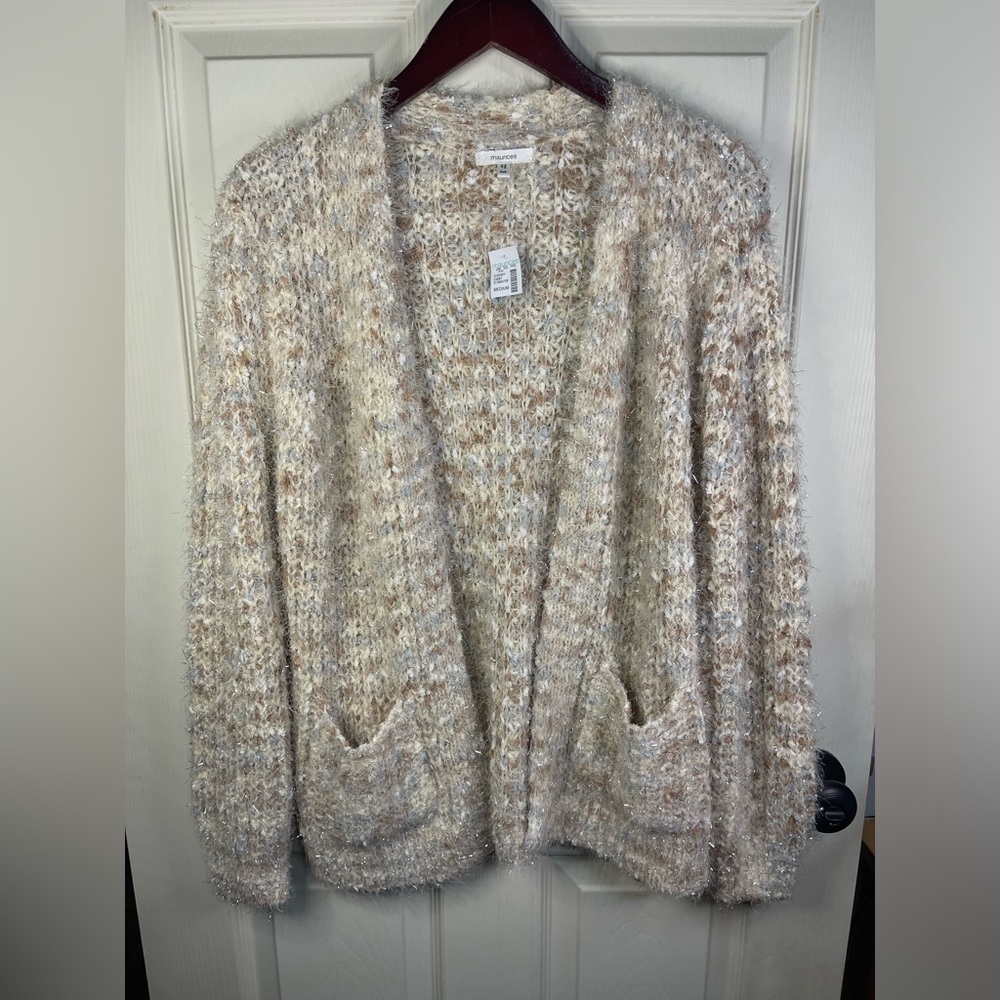 Maurice’s long sleeve open front shimming cardigan. NWT